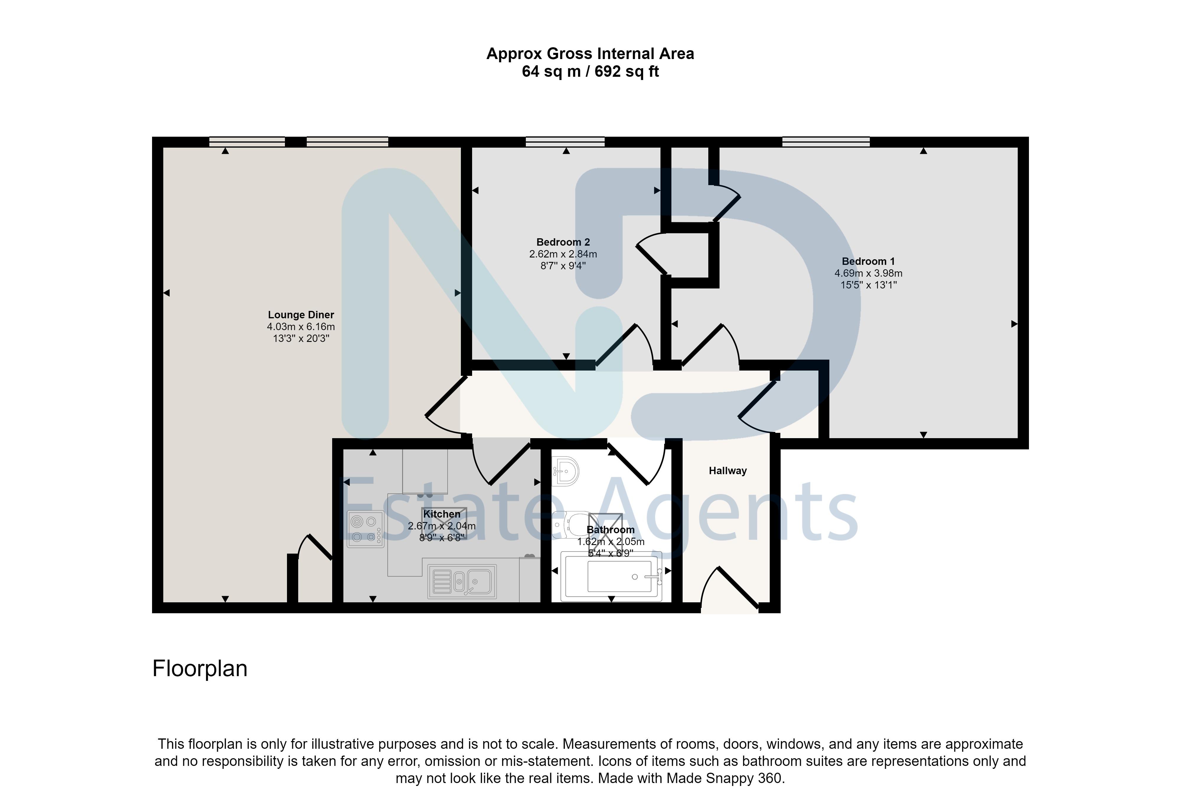 ND Estates Jersey Estate Agents St Helier Two Bedroom Top Floor…